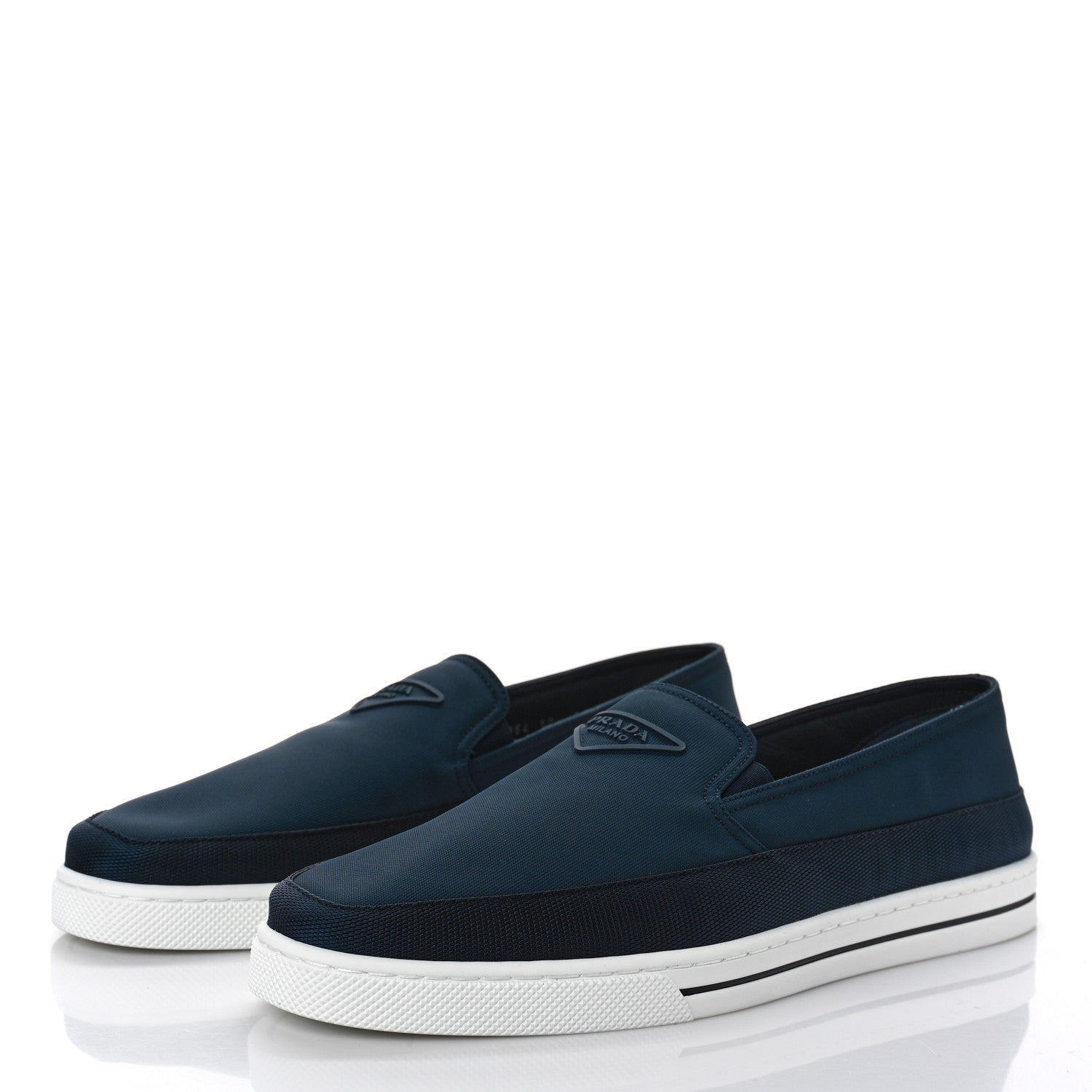 Prada Technical Nylon Triangle Logo Mens Slip On Sneakers 12 Oltremare 5 of 10