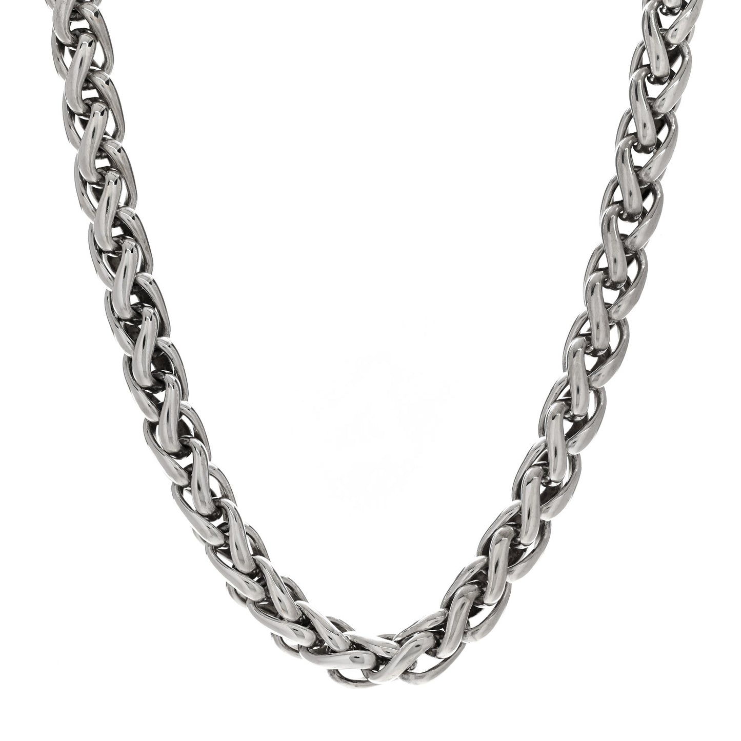 Sterling Silver 14K Yellow Gold 8mm Wheat Chain Necklace