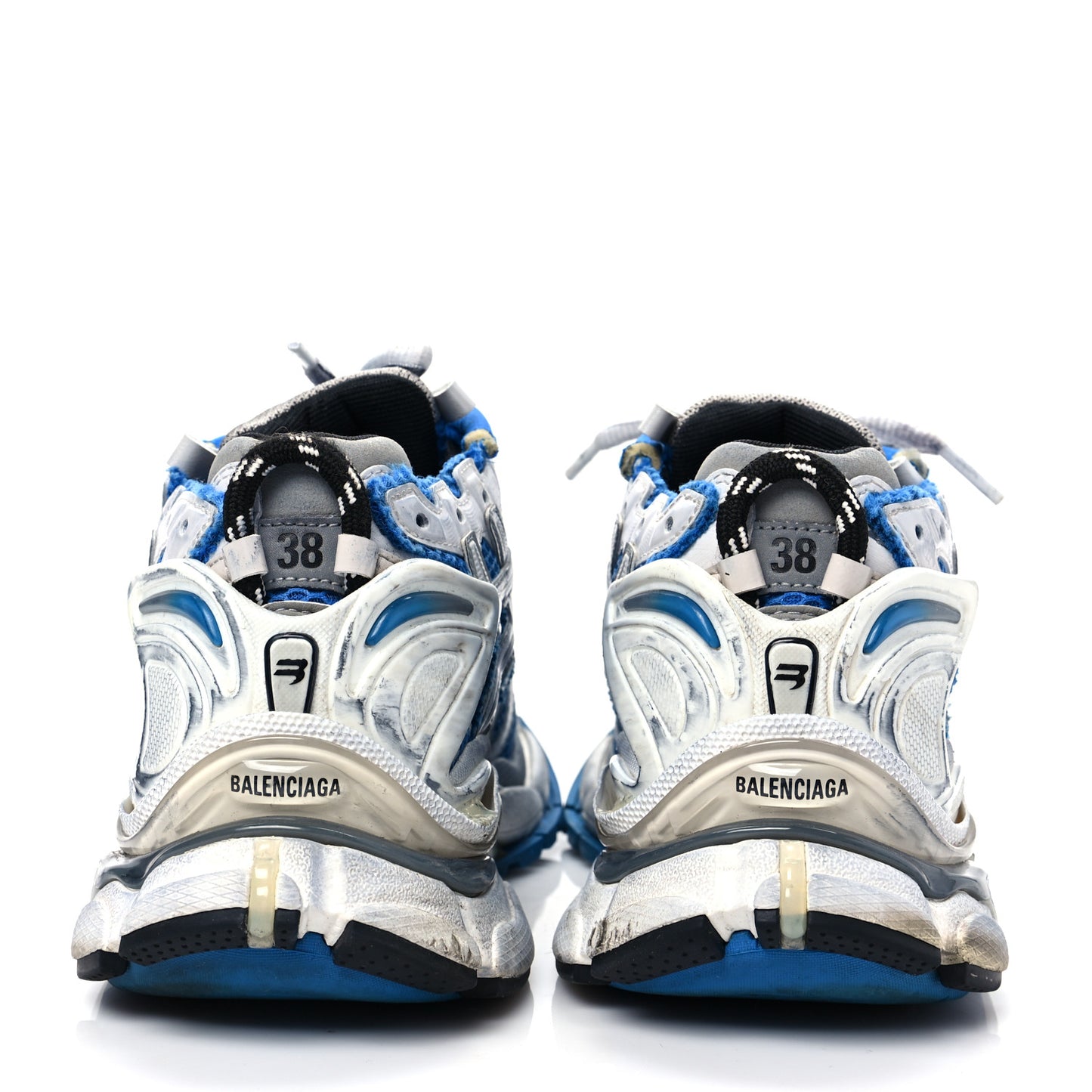Mesh Rubber Distressed Womens Runner Sneakers 38 Navy White Black Grey