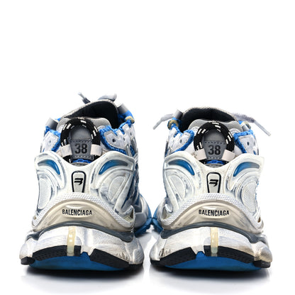 Balenciaga Mesh Rubber Distressed Womens Runner Sneakers 38 Navy White Black Grey 5 of 8