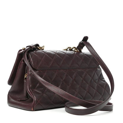 Chanel Shiny Sheepskin Quilted Large Trapezio Flap Dark Burgundy 3 of 10