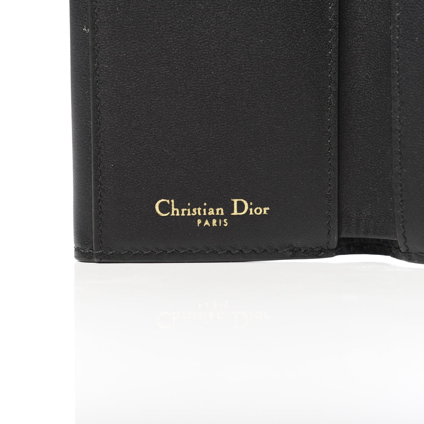 Textured Patent Calfskin Medium D-Fence Wallet Black