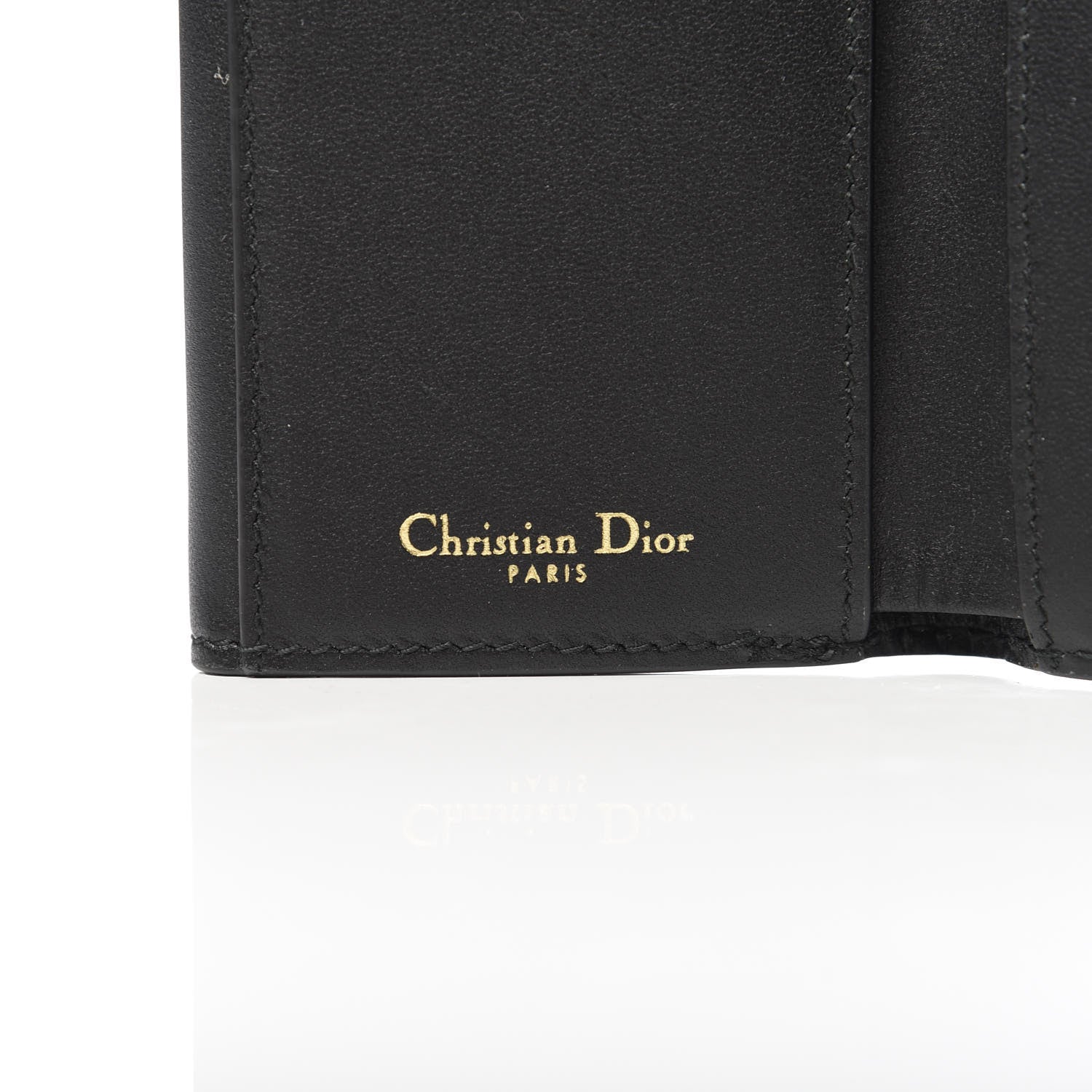 Christian Dior Textured Patent Calfskin Medium D-Fence Wallet Black 6 of 7