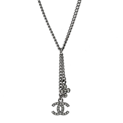 Chanel Ruthenium Crystal Flower CC Lariat Necklace 1 of 6