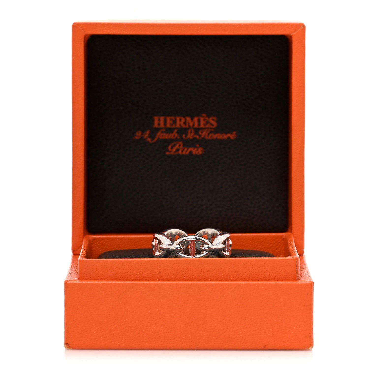 Hermes Sterling Silver PM Chaine d'Ancre Enchainee Band Ring 52 6 7 of 7