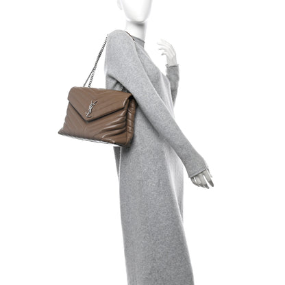 Saint Laurent Calfskin Y Quilted Monogram Medium Loulou Chain Satchel Desert Storm 2 of 12