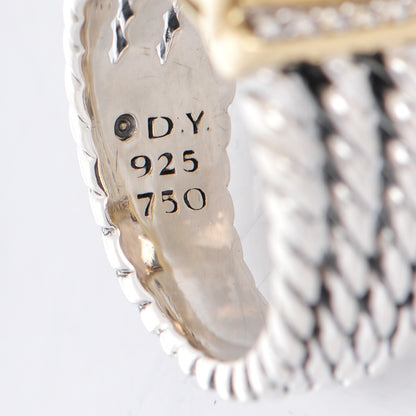 David Yurman Sterling Silver 18K Yellow Gold Diamond Smoky Quartz 16mm Wheaton Ring 54 7 4 of 6