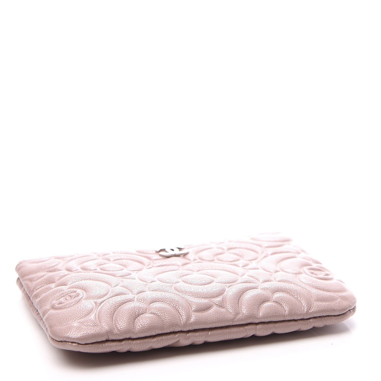 Chanel Goatskin Camellia Embossed Cosmetic Pouch Light Pink 3 of 9