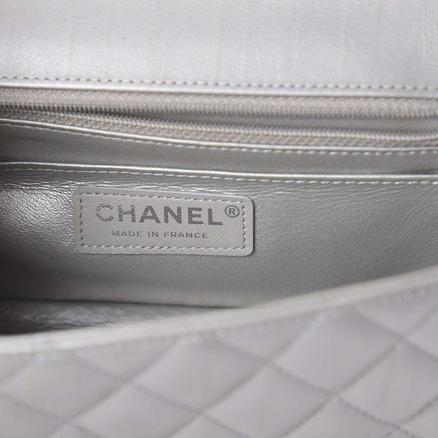 Metallic Lambskin Quilted Mini Rectangular Flap Silver