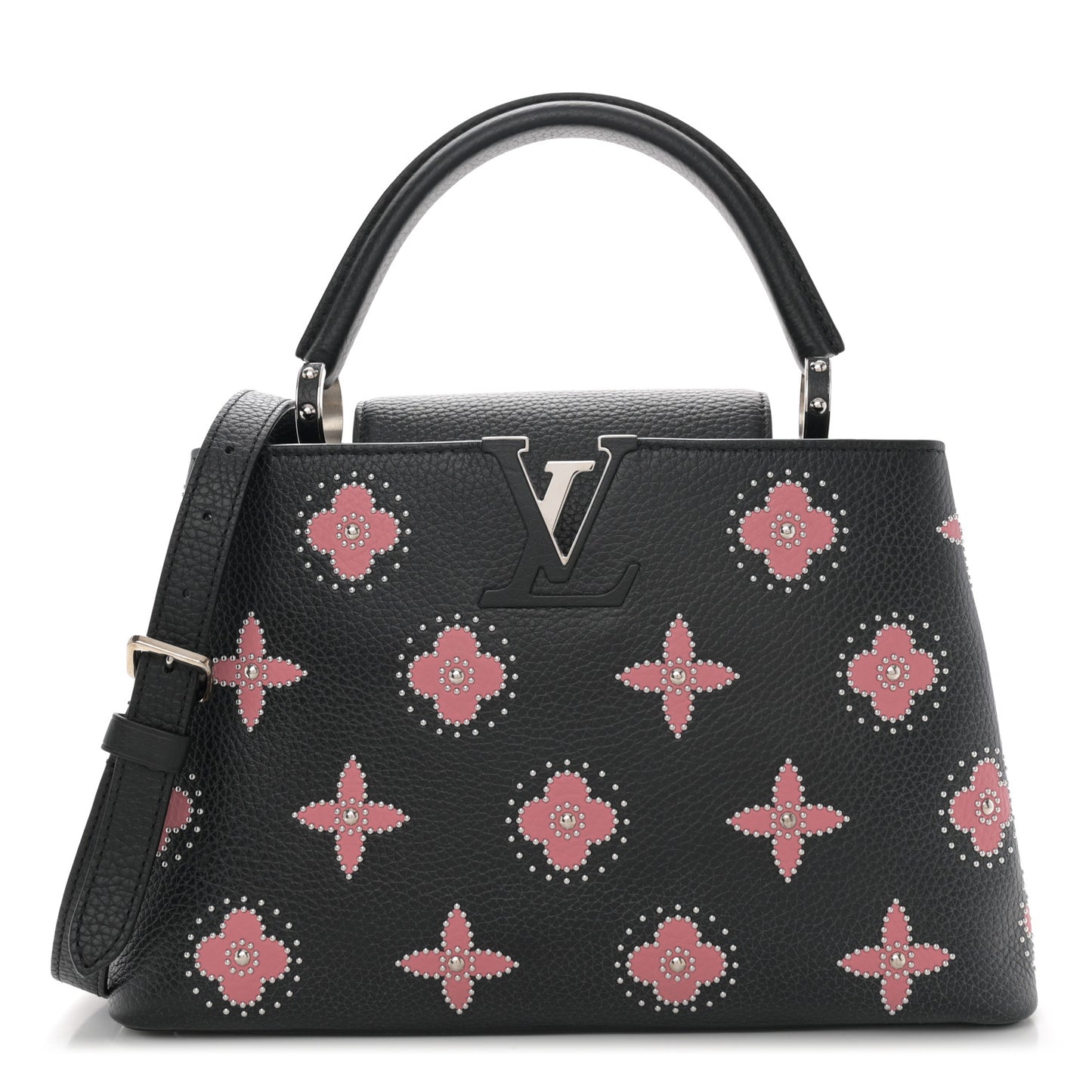 LOUIS VUITTON Taurillon Flowers Capucines PM Black