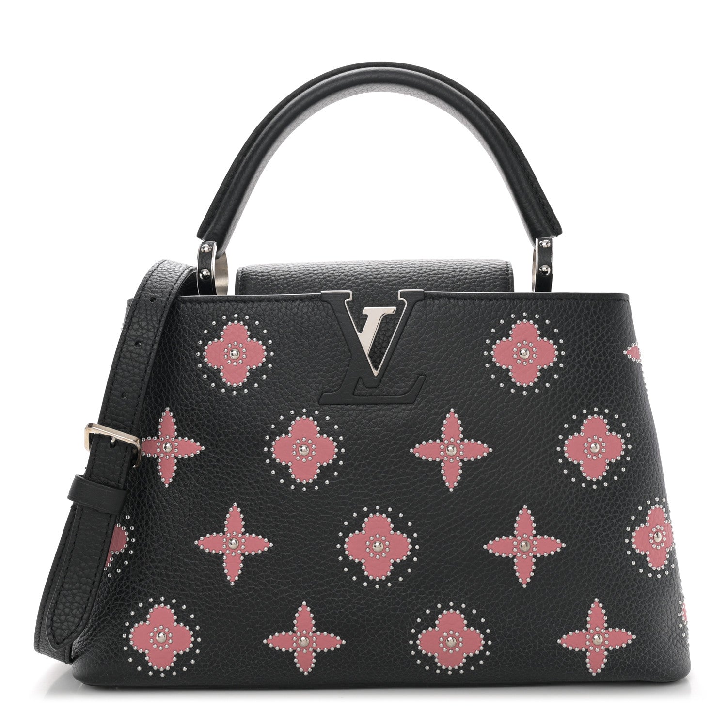 Louis Vuitton LOUIS VUITTON Taurillon Flowers Capucines PM Black 1 of 9