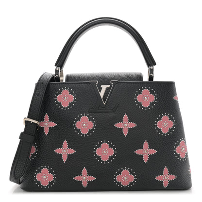 Louis Vuitton LOUIS VUITTON Taurillon Flowers Capucines PM Black 1 of 9