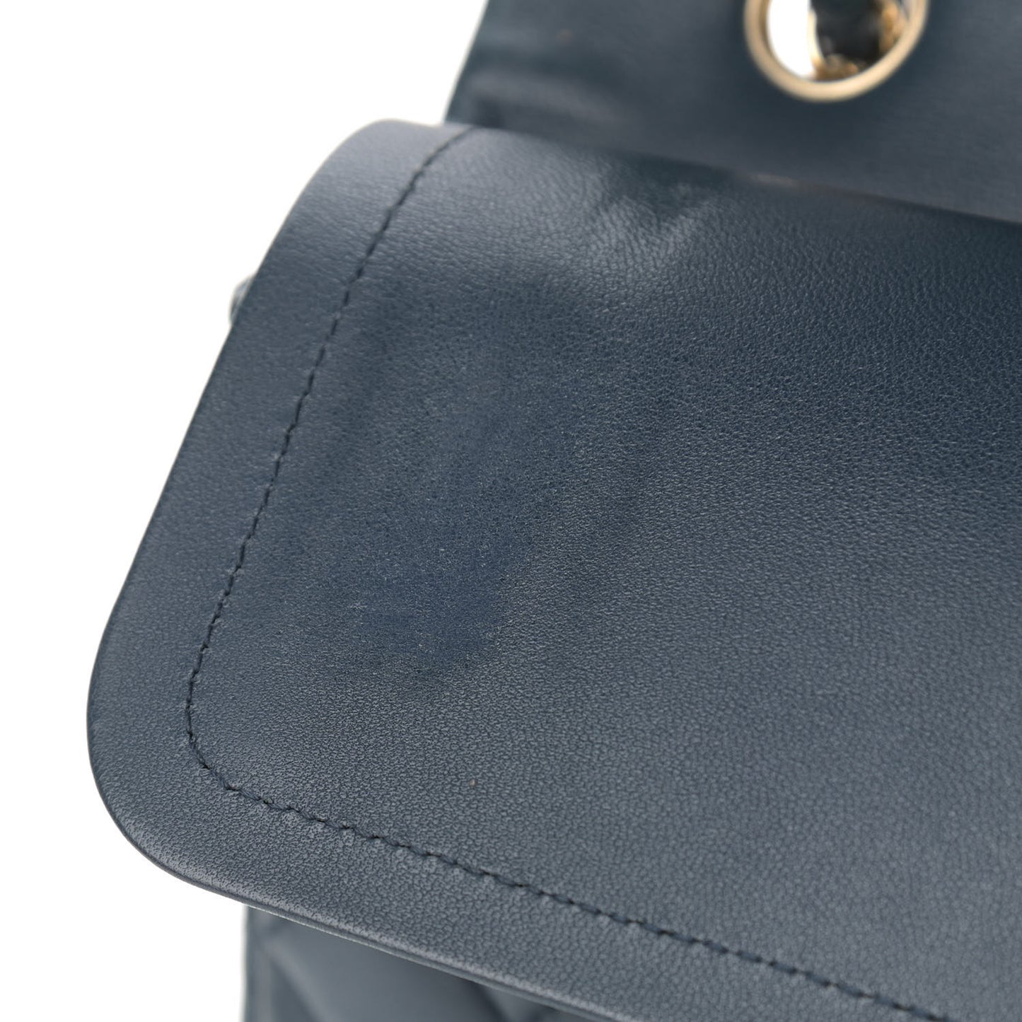 Lambskin Quilted Medium Double Flap Dark Blue