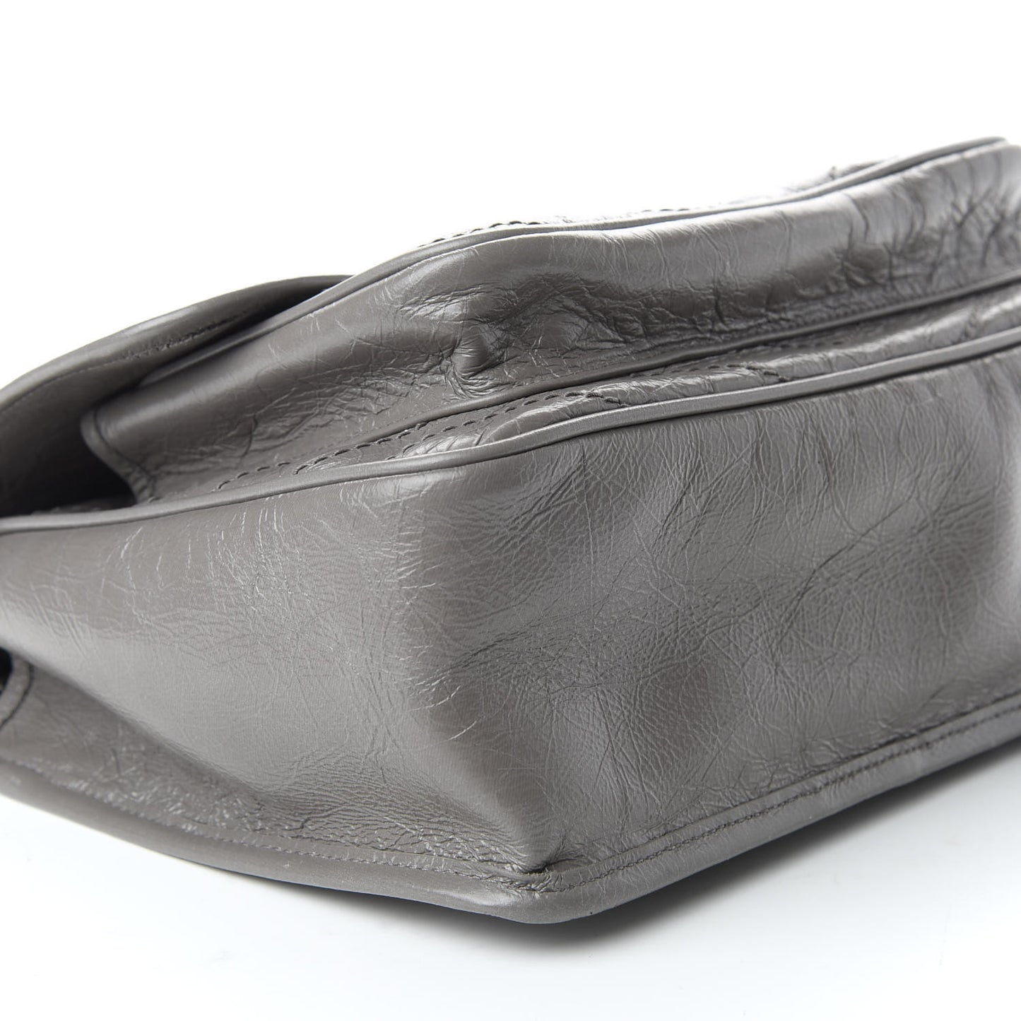 Crinkled Calfskin Matelasse Monogram Medium Niki Chain Satchel Fog