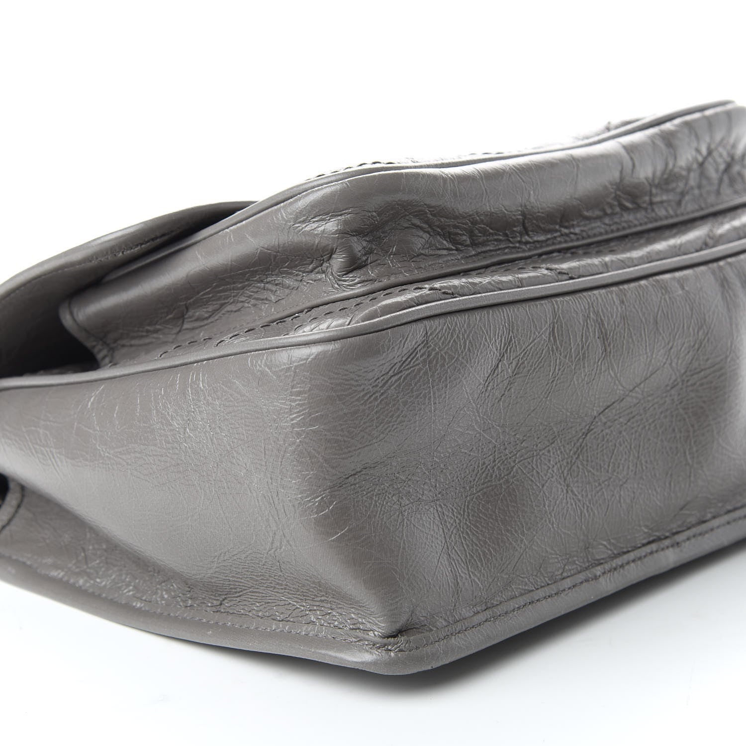 Saint Laurent Crinkled Calfskin Matelasse Monogram Medium Niki Chain Satchel Fog 6 of 9