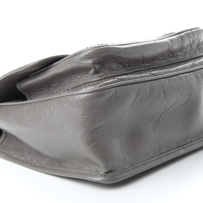 Saint Laurent Crinkled Calfskin Matelasse Monogram Medium Niki Chain Satchel Fog 9 of 10