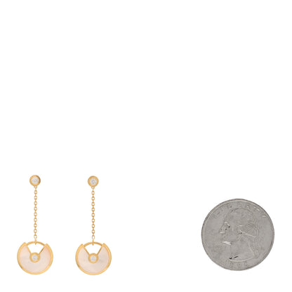 Cartier 18K Yellow Gold Diamond Mother of Pearl Amulette de Cartier Drop Earrings 2 of 5