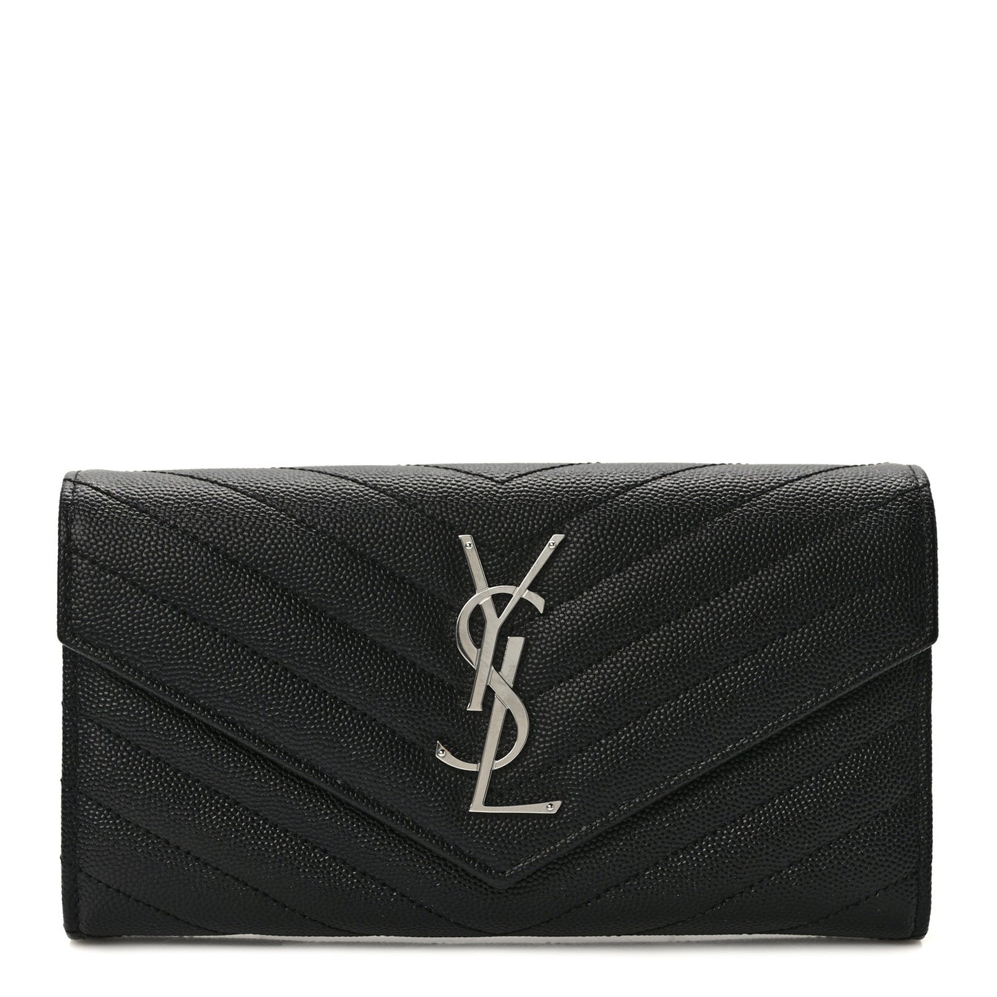 Grain De Poudre Matelasse Chevron Monogram Flap Wallet Deep Marine