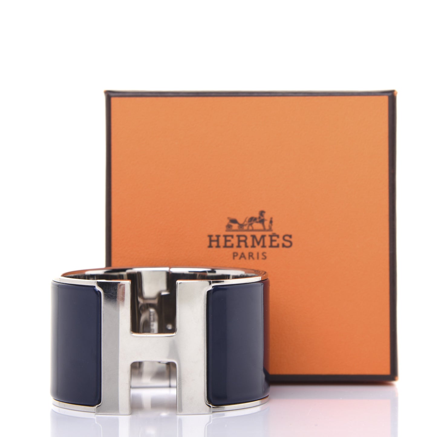 Enamel Extra Wide Clic Clac H Bracelet PM Bleu Nuit