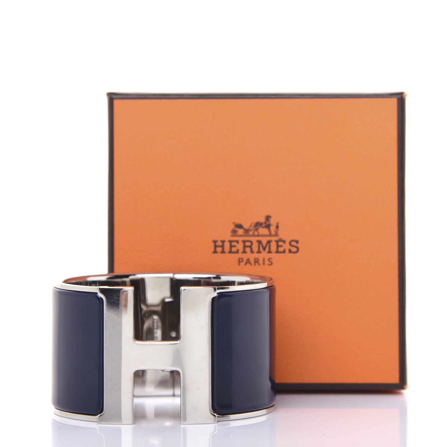 Hermes Enamel Extra Wide Clic Clac H Bracelet PM Bleu Nuit 7 of 7