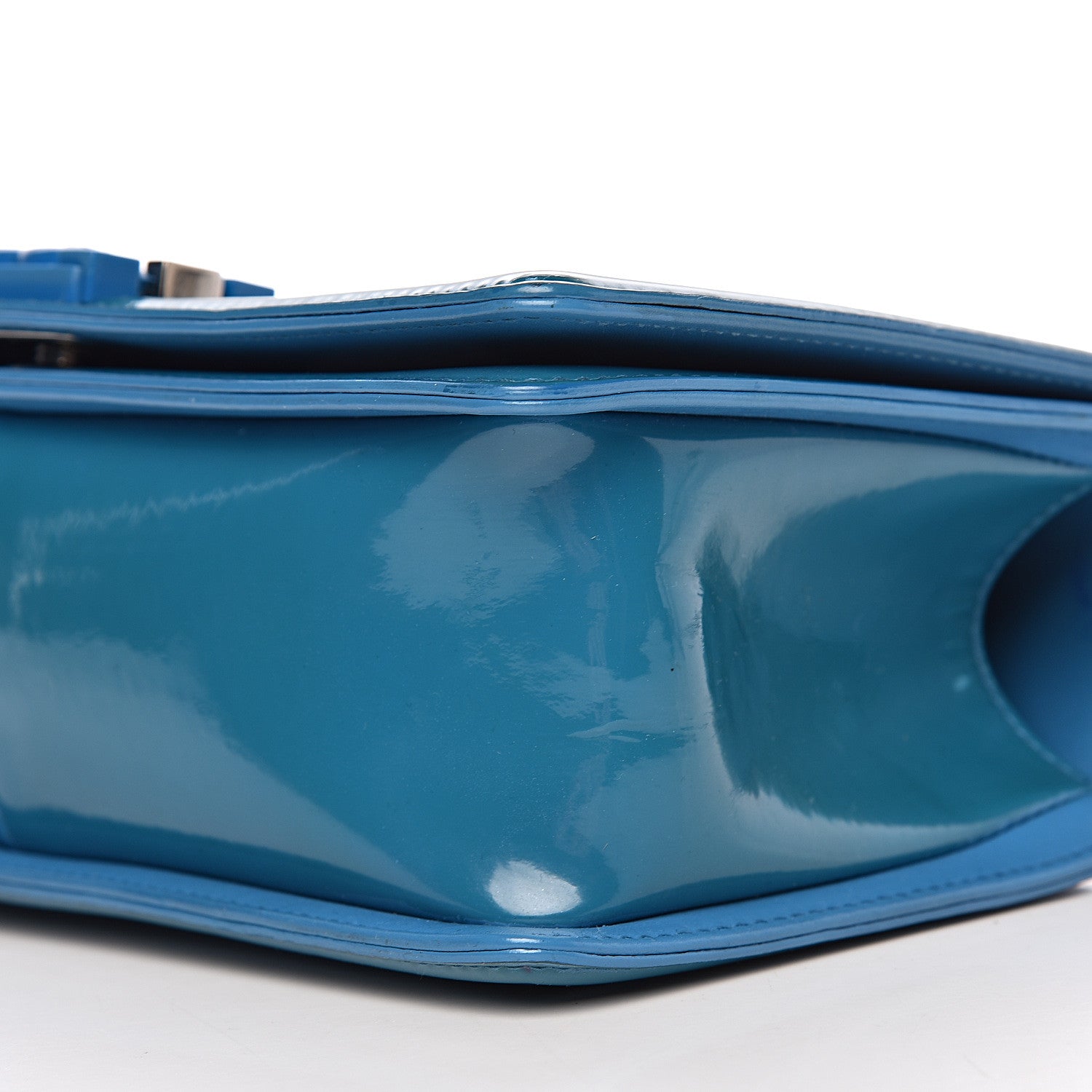 Chanel Patent Calfskin Quilted Medium Plexiglass Boy Flap Blue 7 of 13