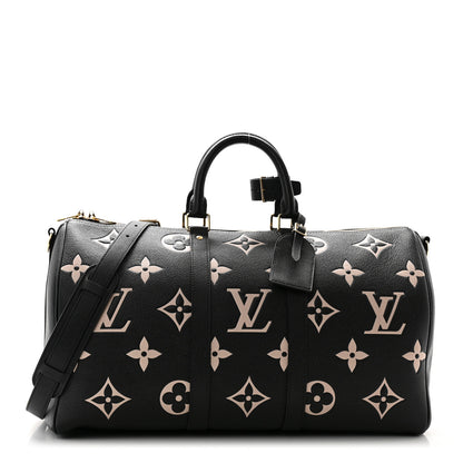 Louis Vuitton Empreinte Monogram Keepall Bandouliere 45 Black Beige 1 of 9