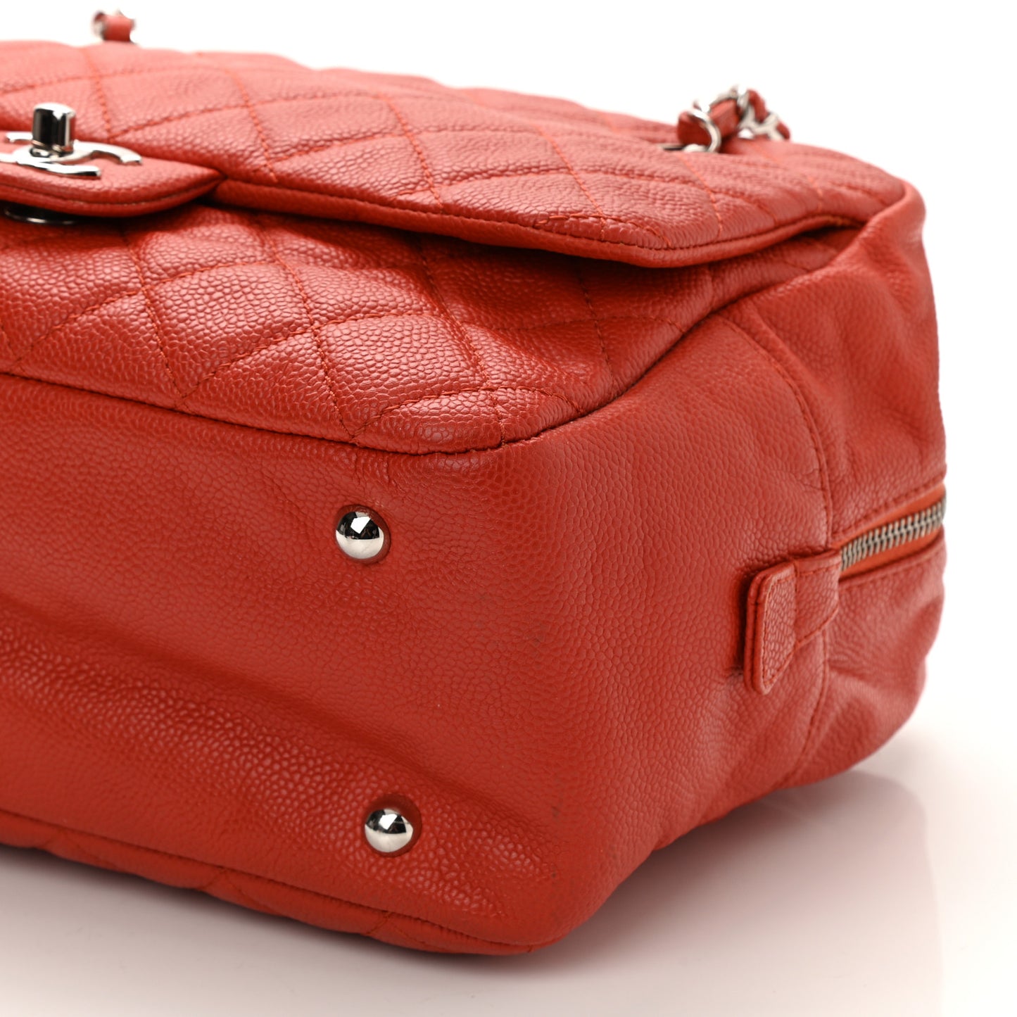 Caviar Quilted Travel Flap Tote Red