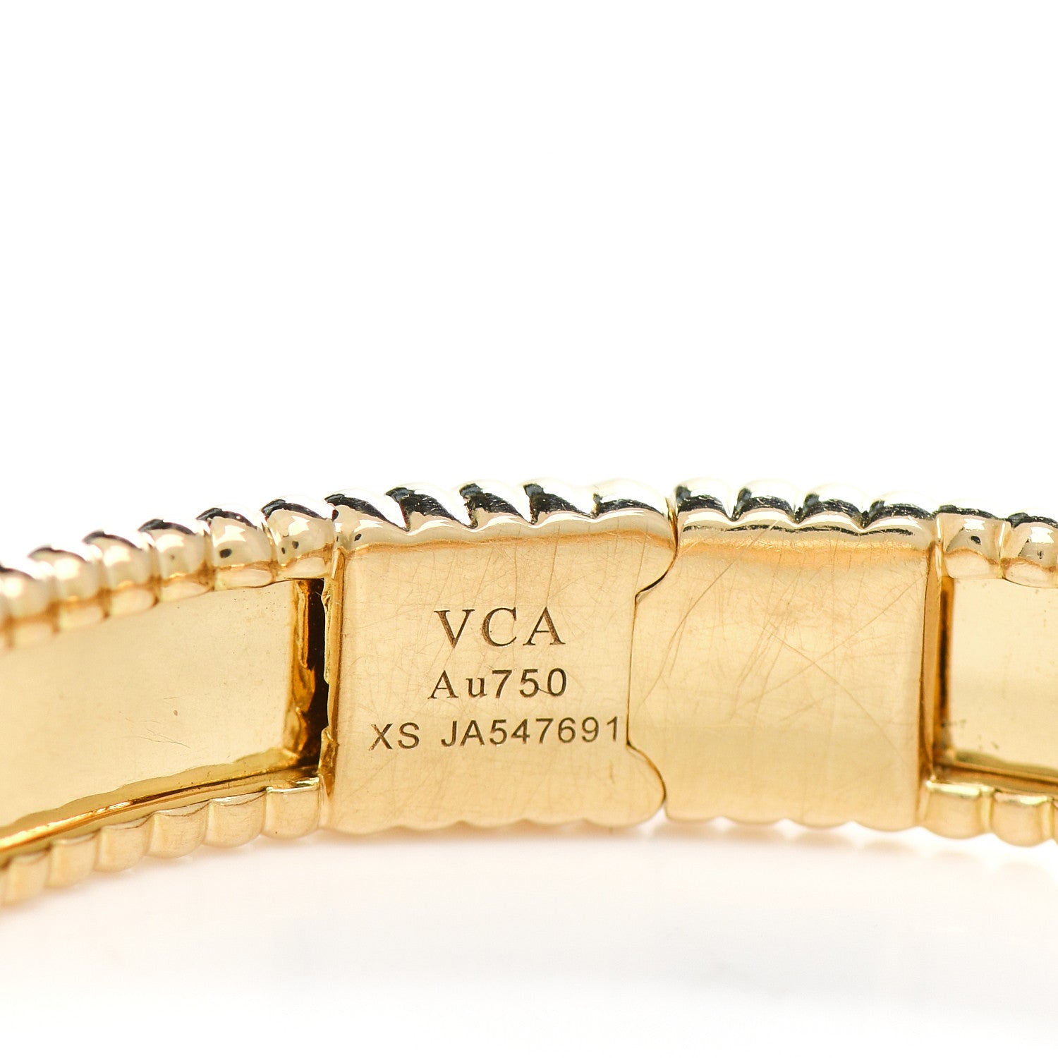 Van Cleef & Arpels 18K Yellow Gold Perlee Signature Bangle Bracelet XS 3 of 3