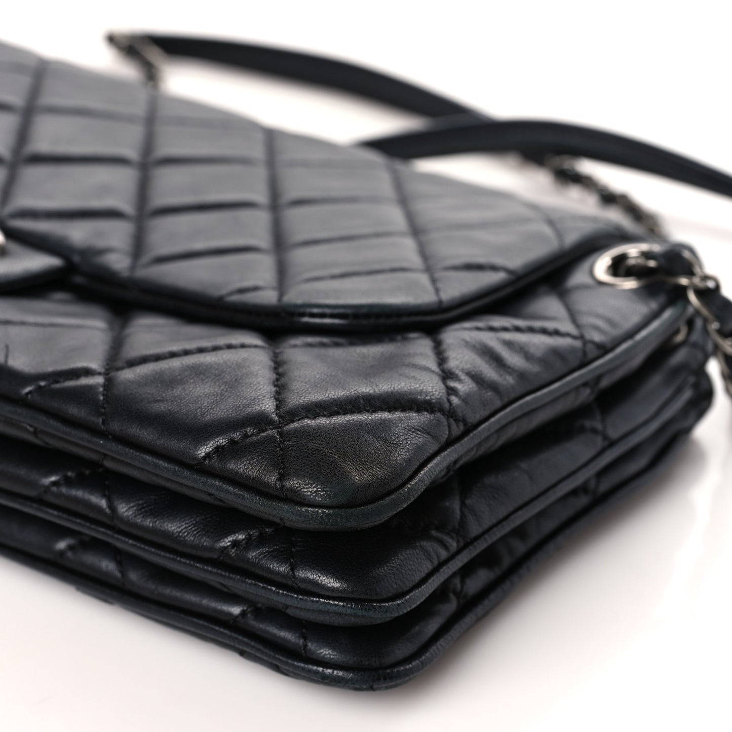 Lambskin Quilted Chanel 3 Accordion Flap Bag Black