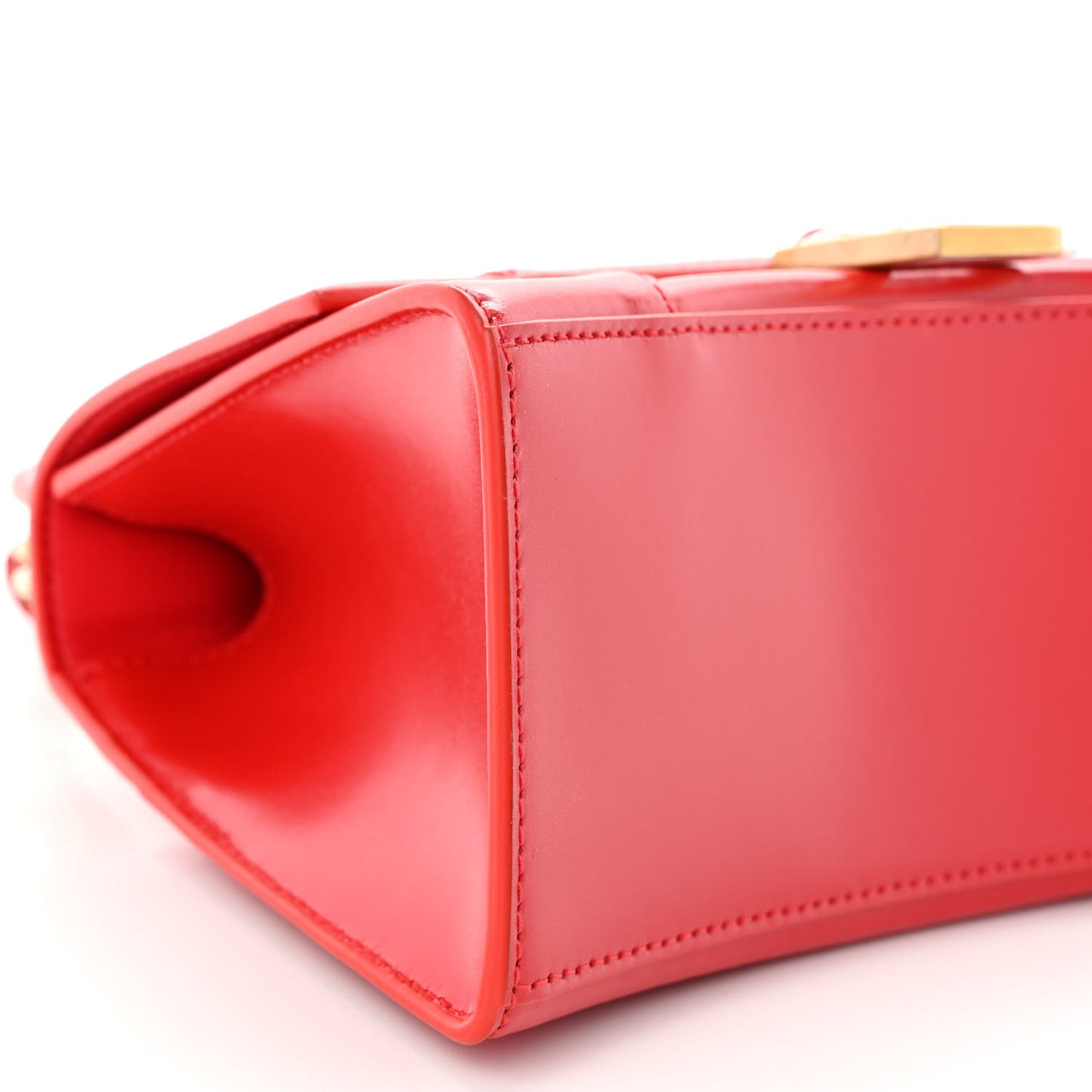 Shiny Box Calfskin Small Hourglass Top Handle Bag Bright Red