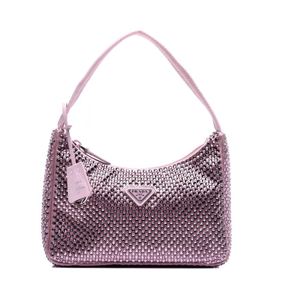 Prada Satin Crystal Mini Re-Edition 2000 Bag Alabastro 1 of 9