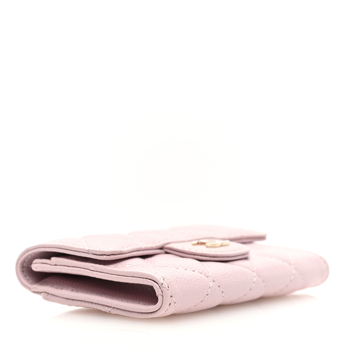 Caviar Quilted Flap Card Holder Wallet Light Pink