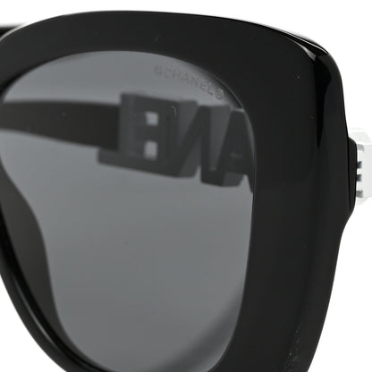 Chanel Acetate Strass Square Sunglasses 5422-B Black White 7 of 8