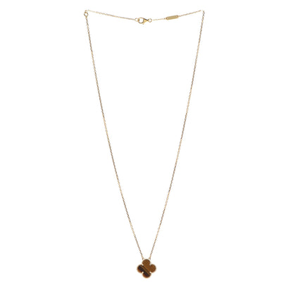 Van Cleef & Arpels 18K Yellow Gold Tiger Eye Vintage Alhambra Pendant Necklace 3 of 7