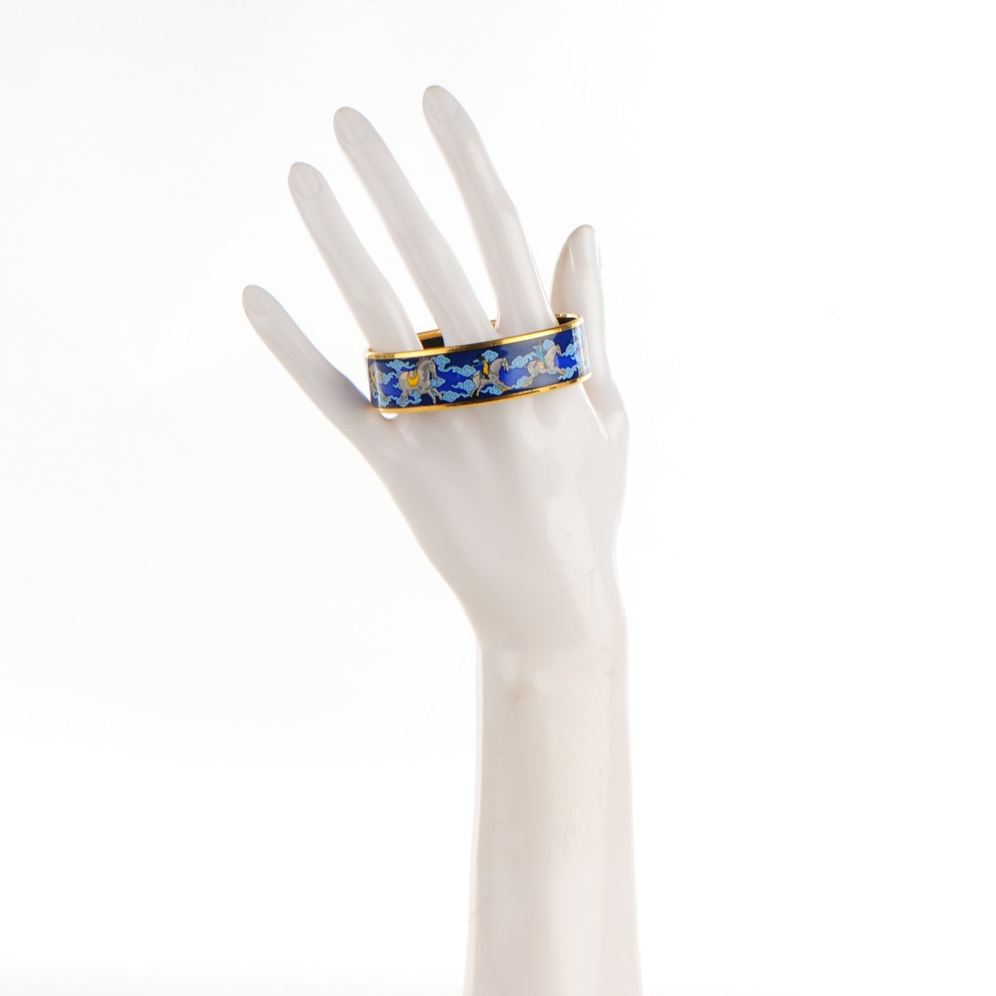 Enamel Printed Horse Riding Motif Wide Bracelet 65