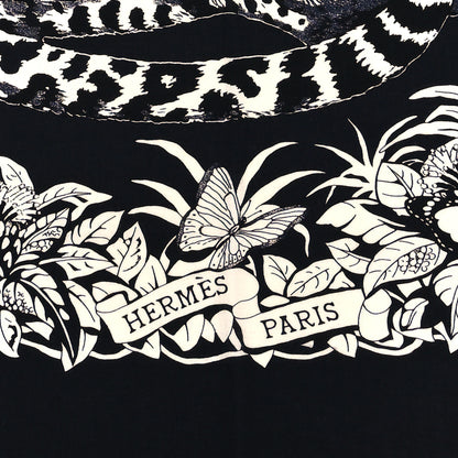 Hermes Cashmere Silk Jungle Love Tattoo Shawl 140 Bleu Black White 2 of 5