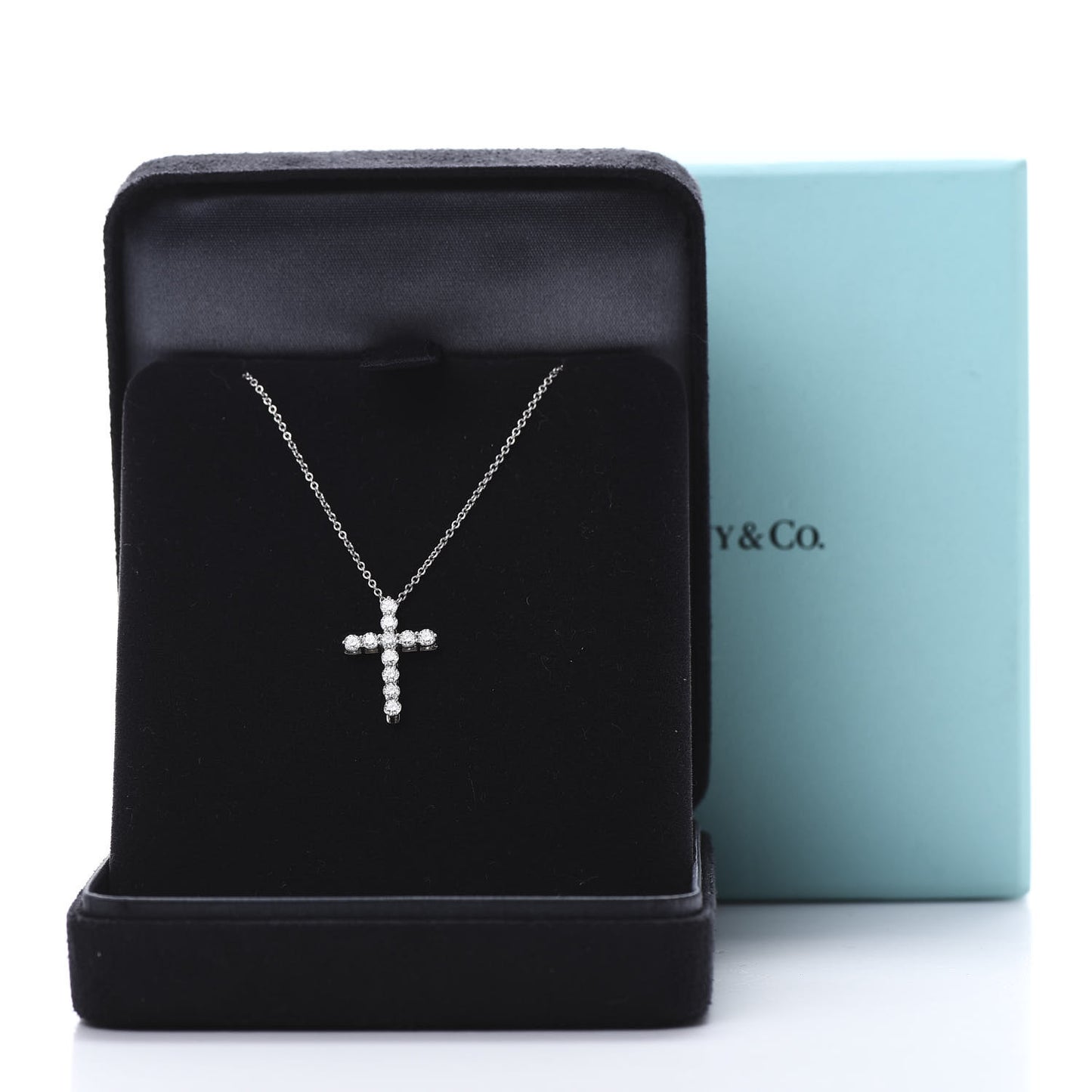 Platinum Diamond Small Cross Pendant Necklace