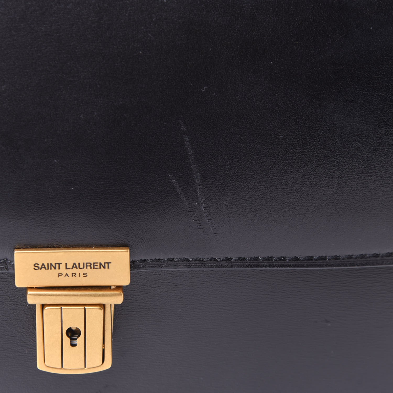 Saint Laurent Box Calfskin Tuc Chain Shoulder Bag Black 6 of 6