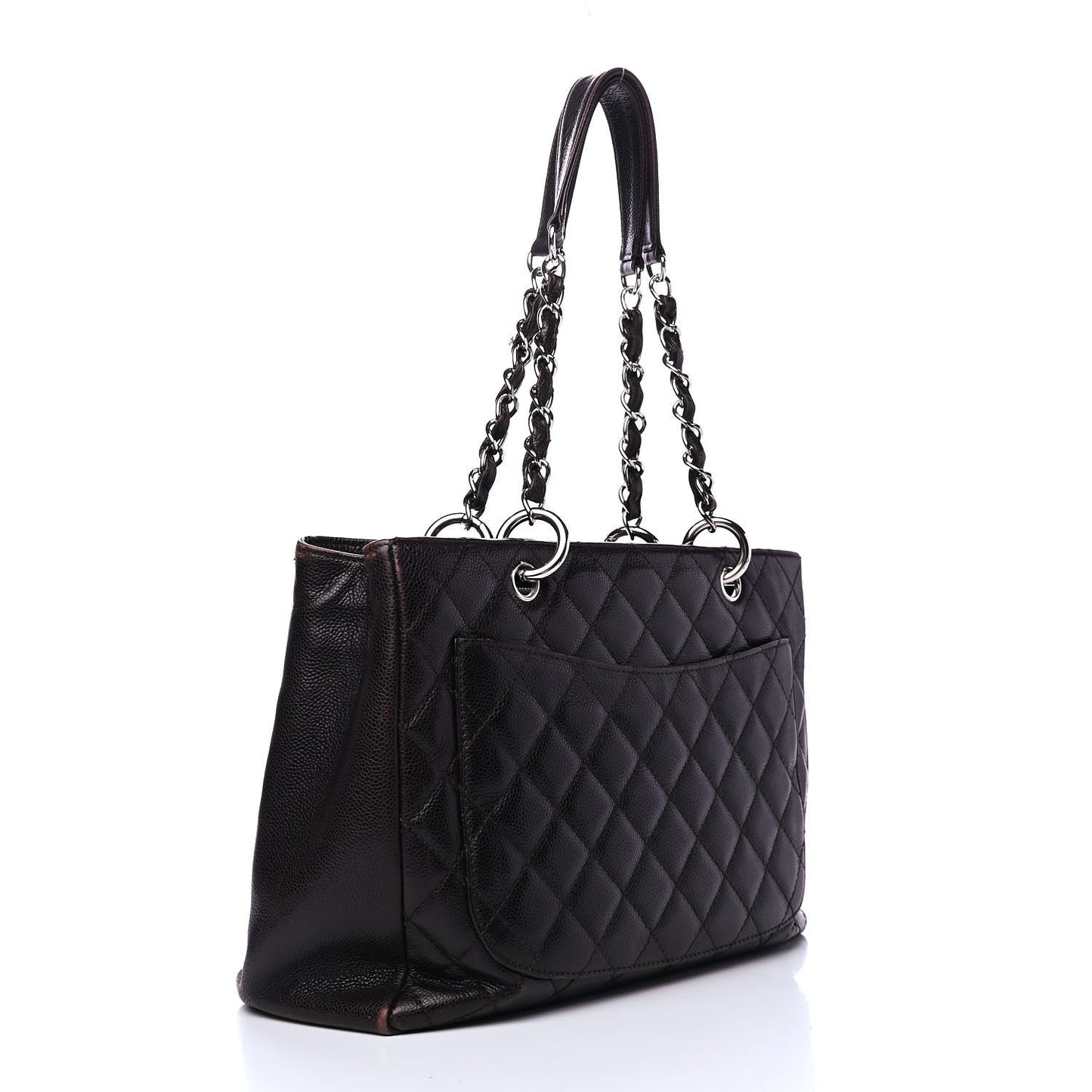 Caviar Quilted Grand Shopping Tote GST Dark Brown