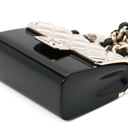 Chanel Metal Resin Lambskin Quilted Minaudiere Keychain Golden Black 9 of 10