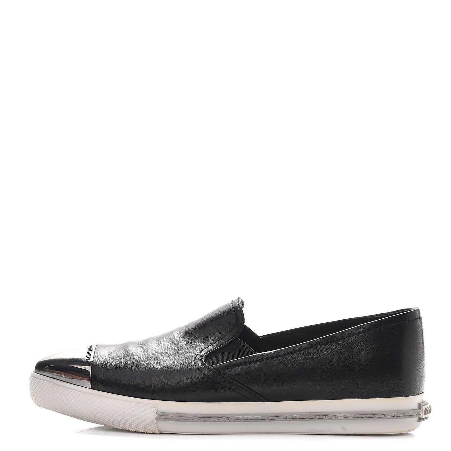 Nappa Metal Cap Toe Slip On Sneakers 37.5 Nero Black