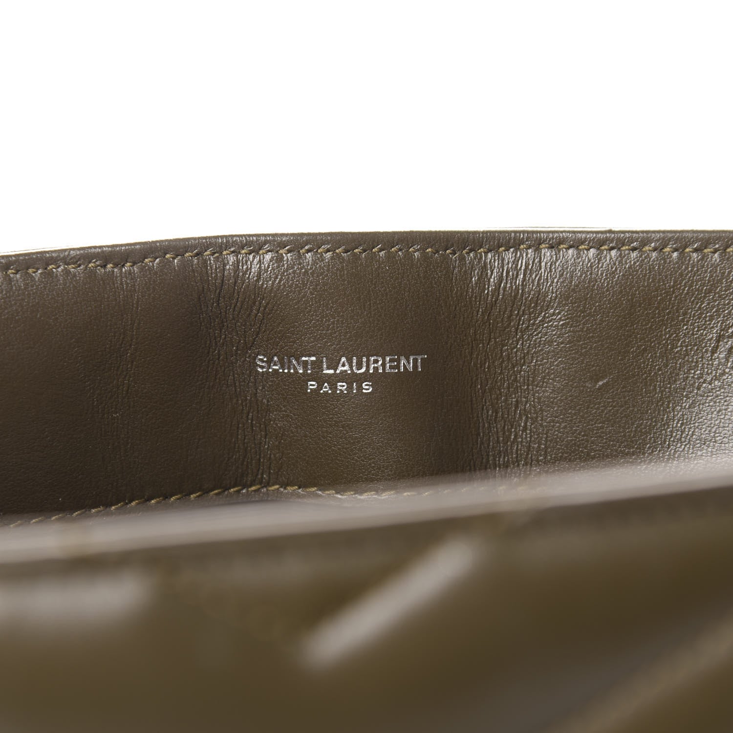 Saint Laurent Calfskin Y Quilted Monogram Medium Loulou Chain Satchel Kaki Fonce 12 of 14