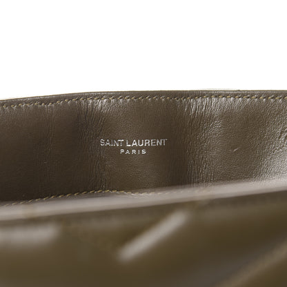 Saint Laurent Calfskin Y Quilted Monogram Medium Loulou Chain Satchel Kaki Fonce 12 of 14