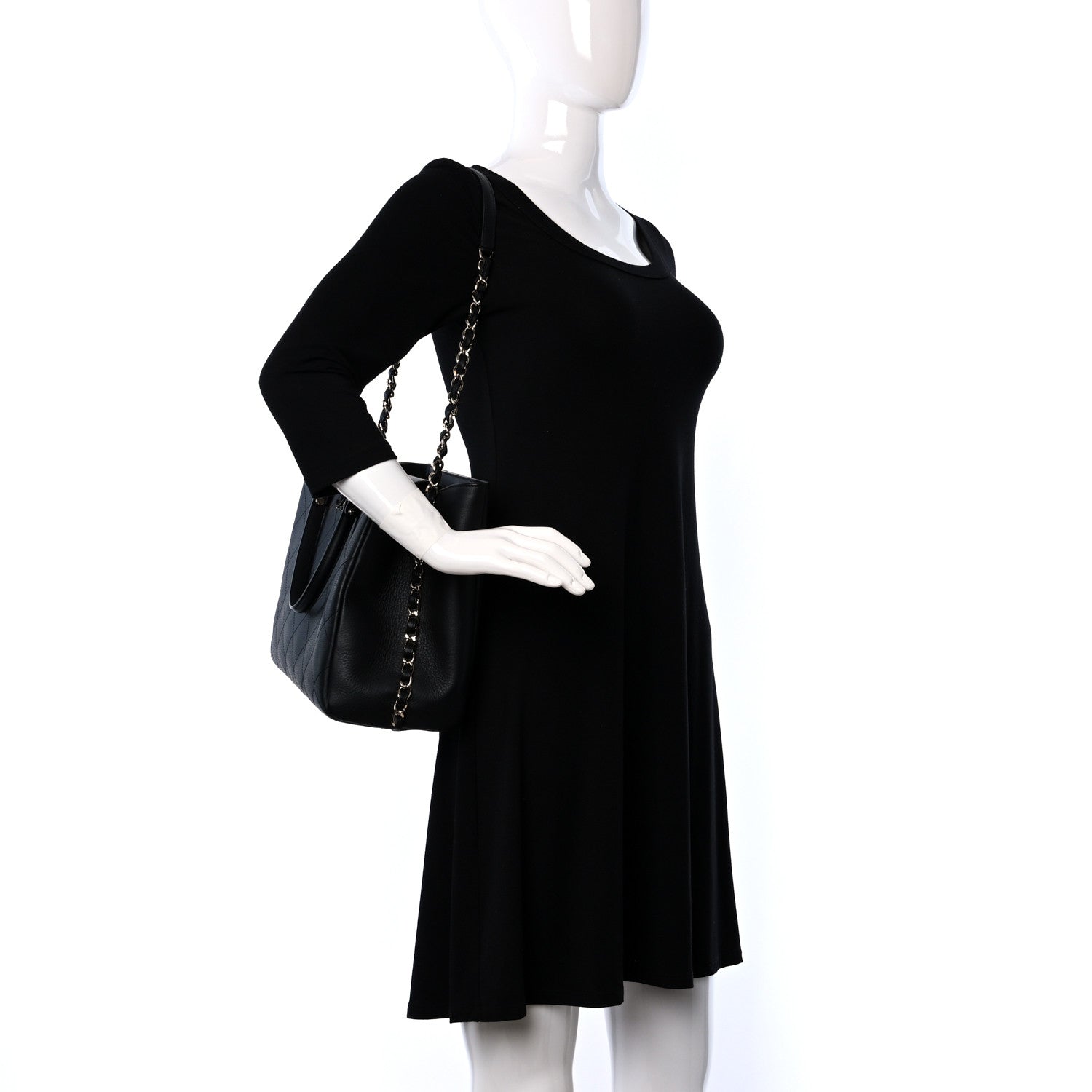 Chanel Bullskin Stitched Medium Shopping Bag Black 2 of 11