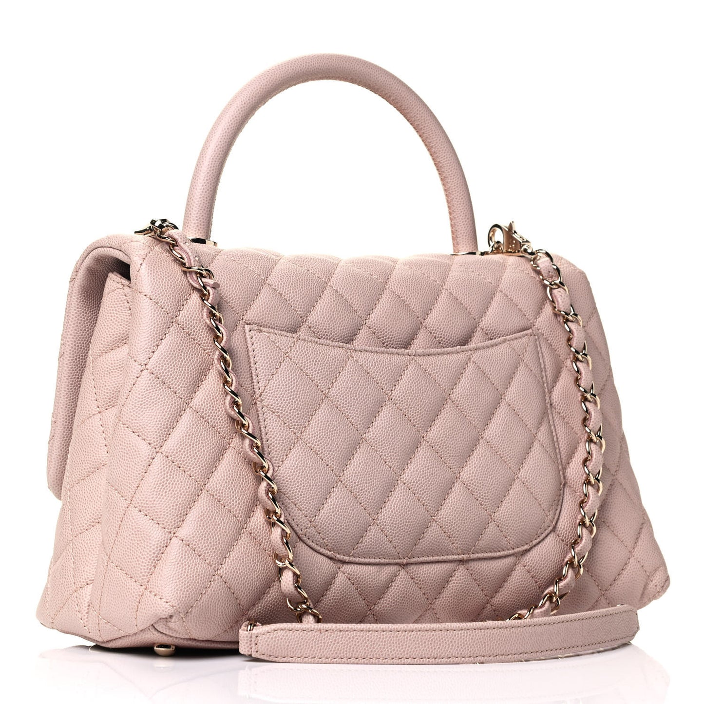 Caviar Quilted Small Coco Handle Flap Light Pink