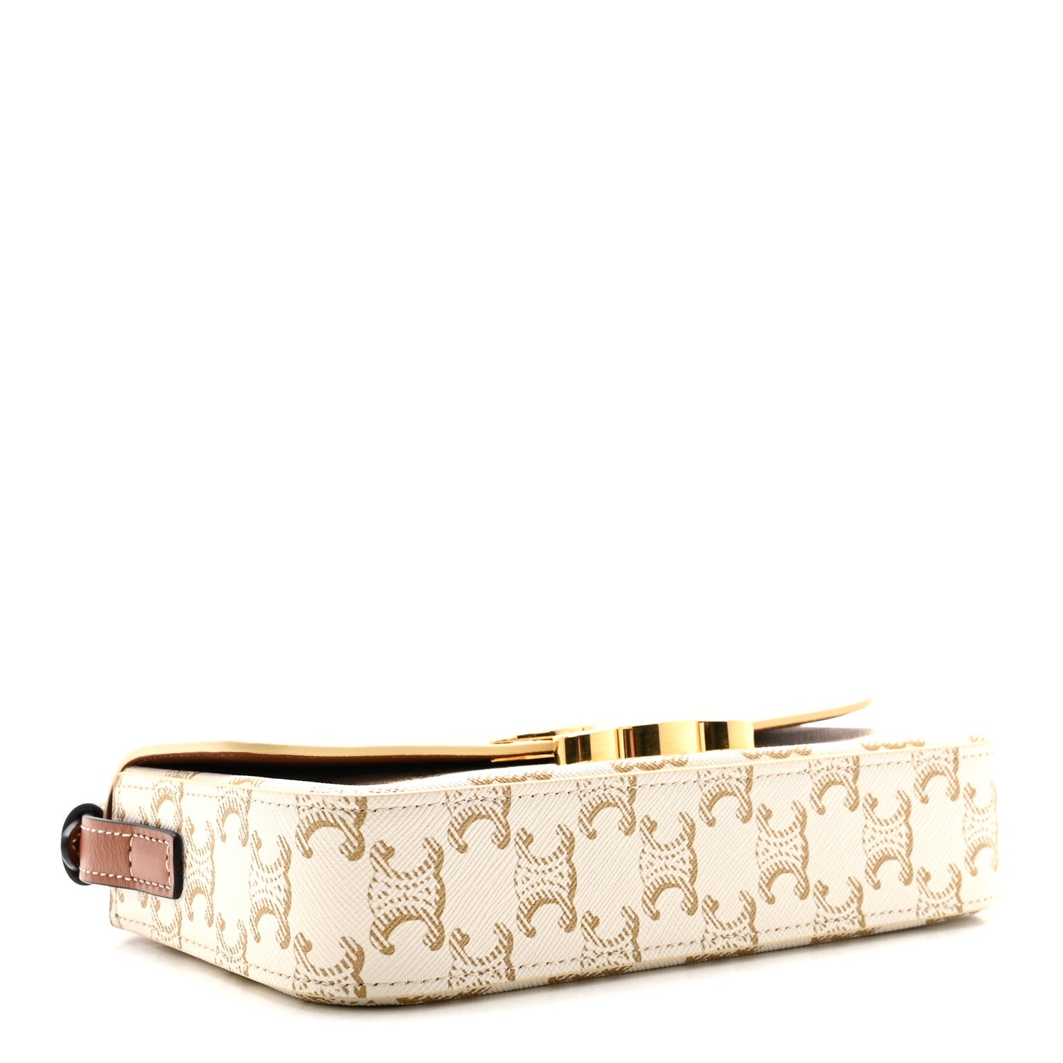 Celine Canvas Calfskin Triomphe Shoulder Bag White White 4 of 10