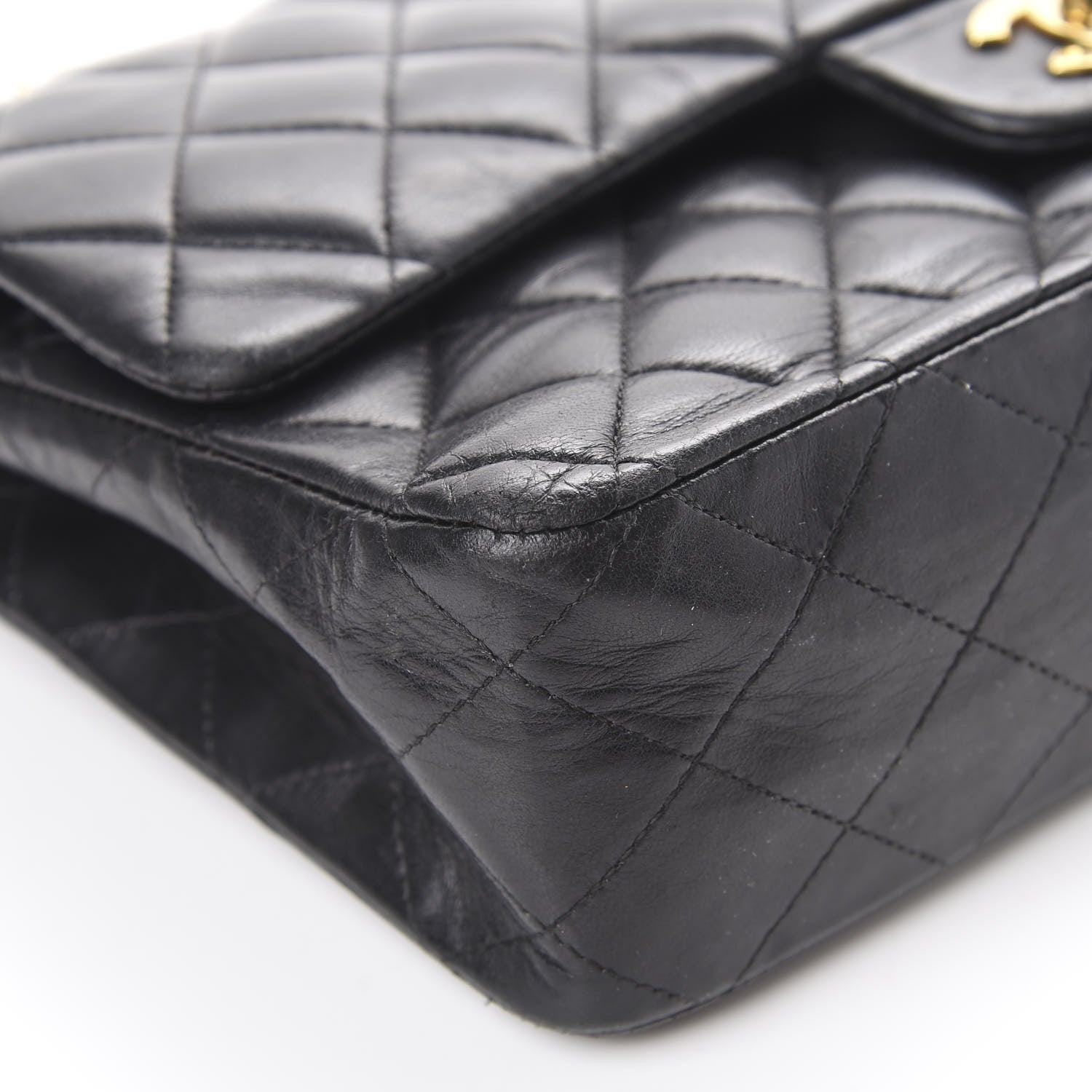 Chanel Lambskin Quilted Medium Double Flap Black 8 of 22