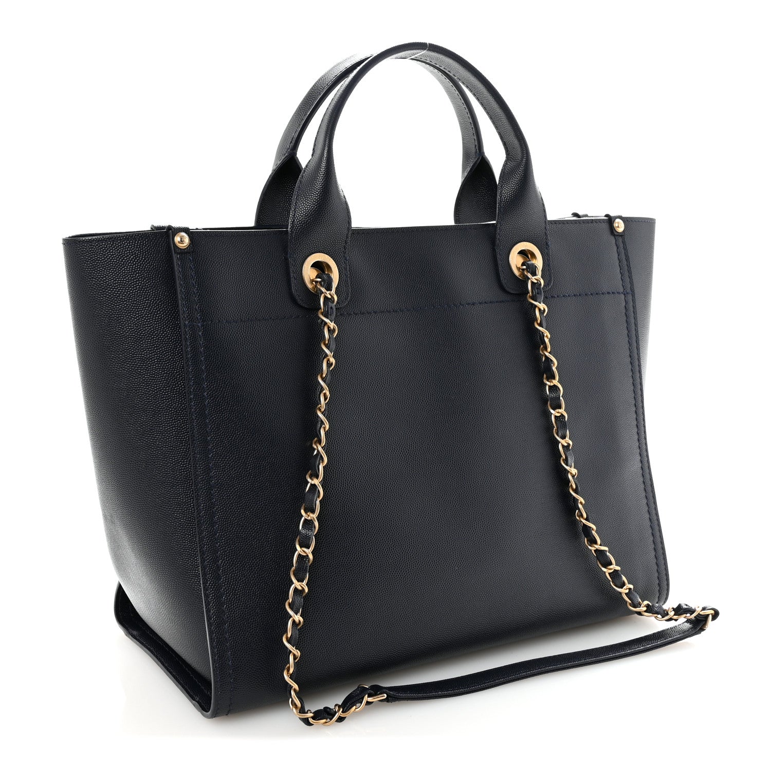 Chanel Caviar Small Studded Deauville Tote Navy 3 of 9