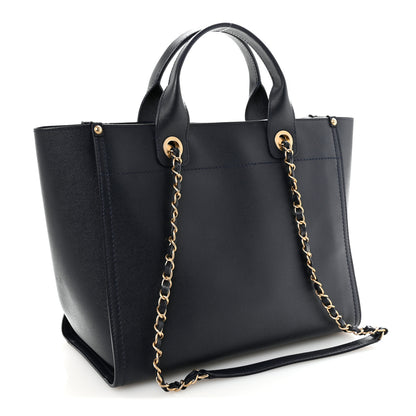Chanel Caviar Small Studded Deauville Tote Navy 3 of 9