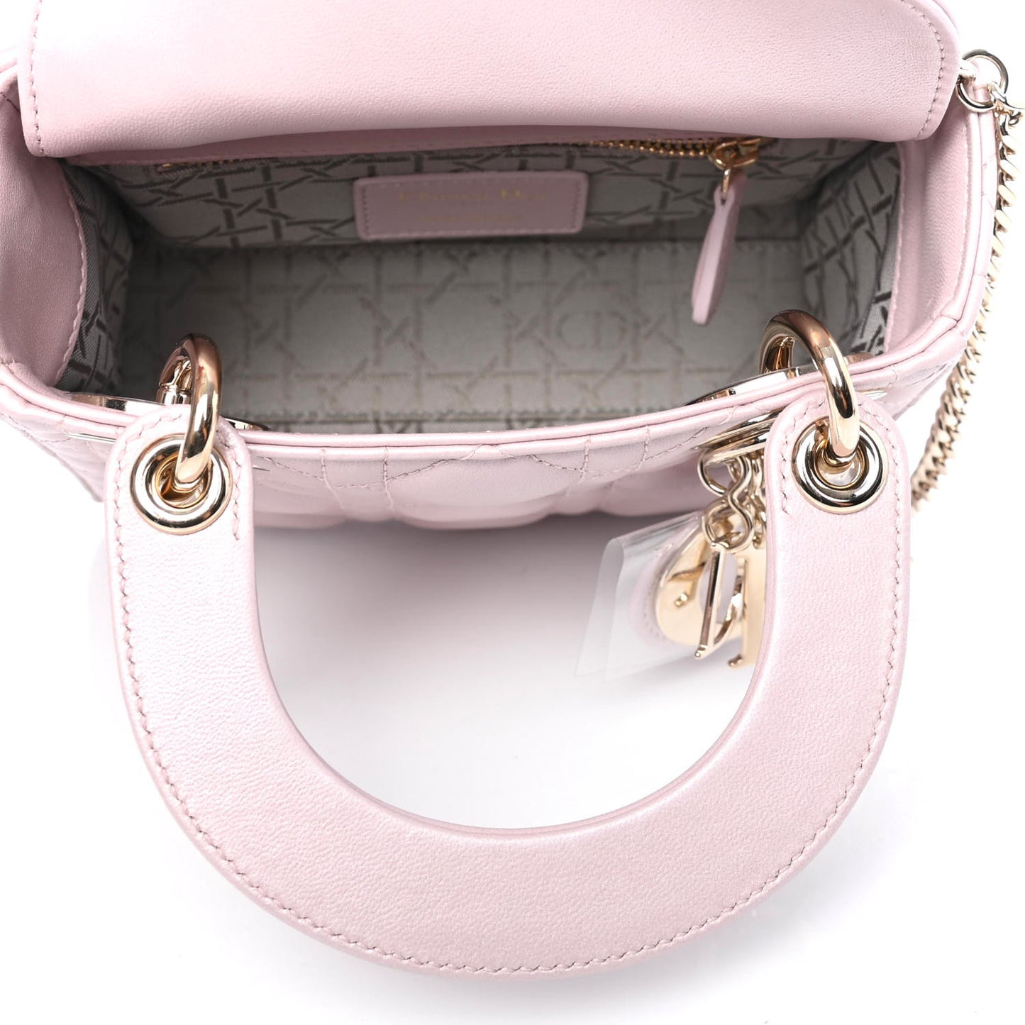 Metallic Lambskin Cannage Mini Lady Dior Lotus